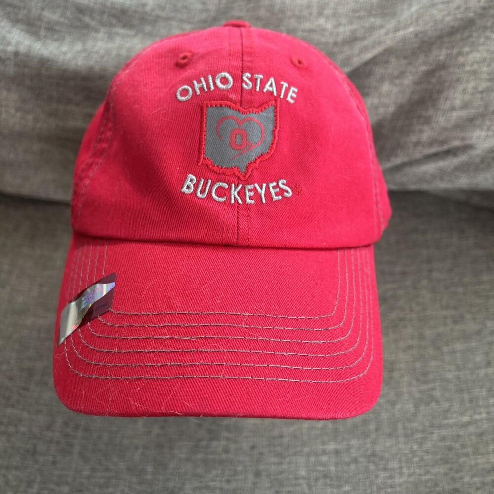 Ohio State Buckeyes Logo With Heart Hat Red StrapBack Relaxed Fit